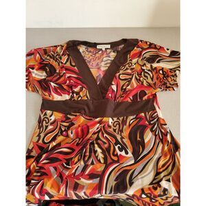 Ronni Nicole Womens Dress Sz 1X Short Sleeve Boho Mod Retro Made in USA Colorful